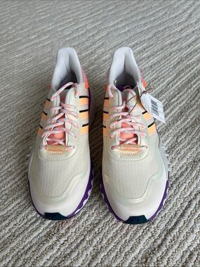 adidas Cream Sneakers with Peach and Purple Accents